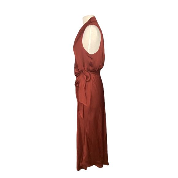 Veronica Beard Briony Wrap Midi Dress in Clay Copper 14 Satin Flattering - Picture 5 of 13